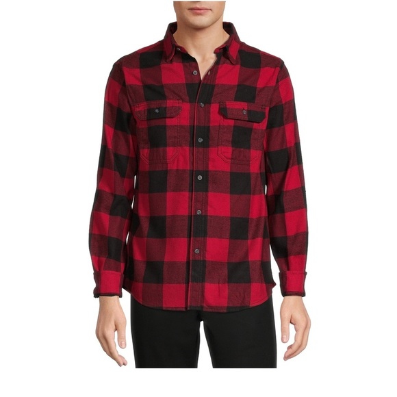 Faded Glory Mens Flannel Button Down Shirt Long Sleeve Buffalo Check Size L - Picture 1 of 10